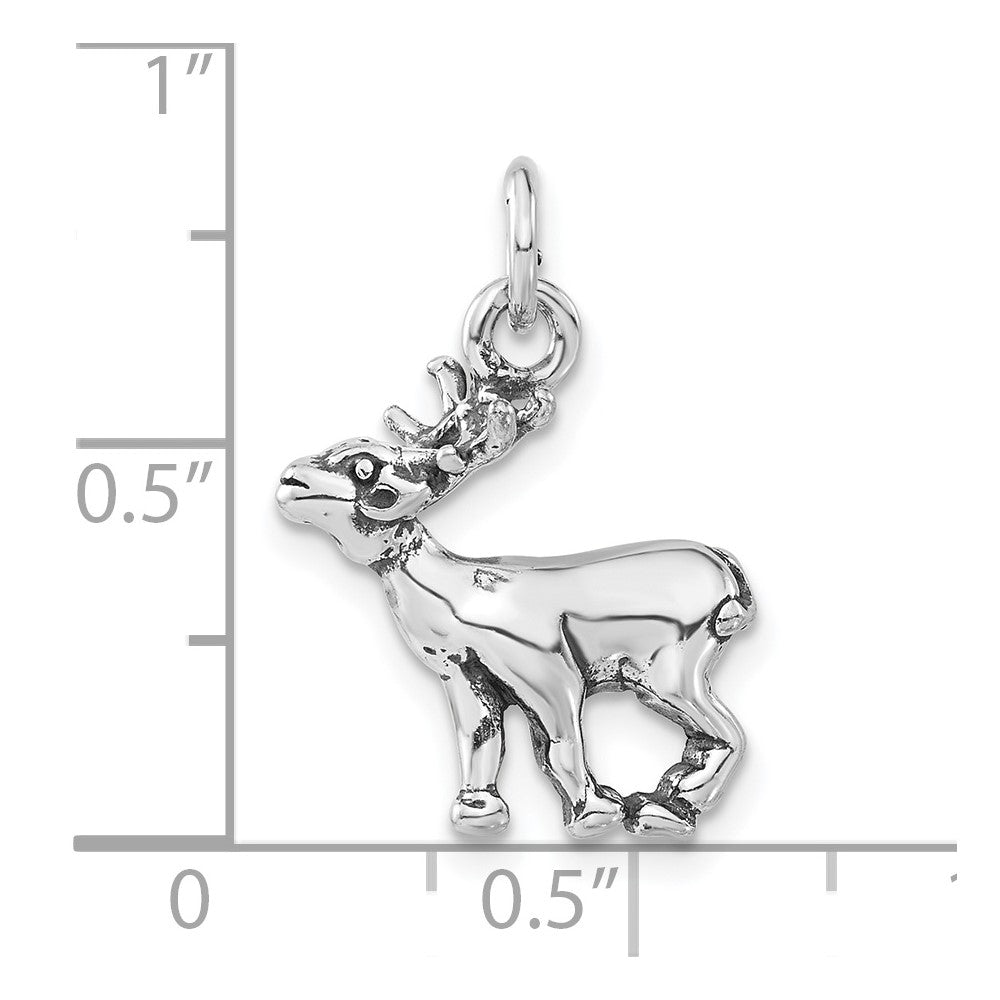 Sterlingsilber Poliert & Antikisiert Reindeer Charm