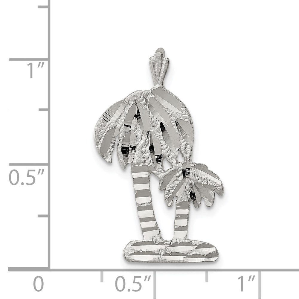 Sterlingsilber Diamantiert Palme Trees Anhänger Charm