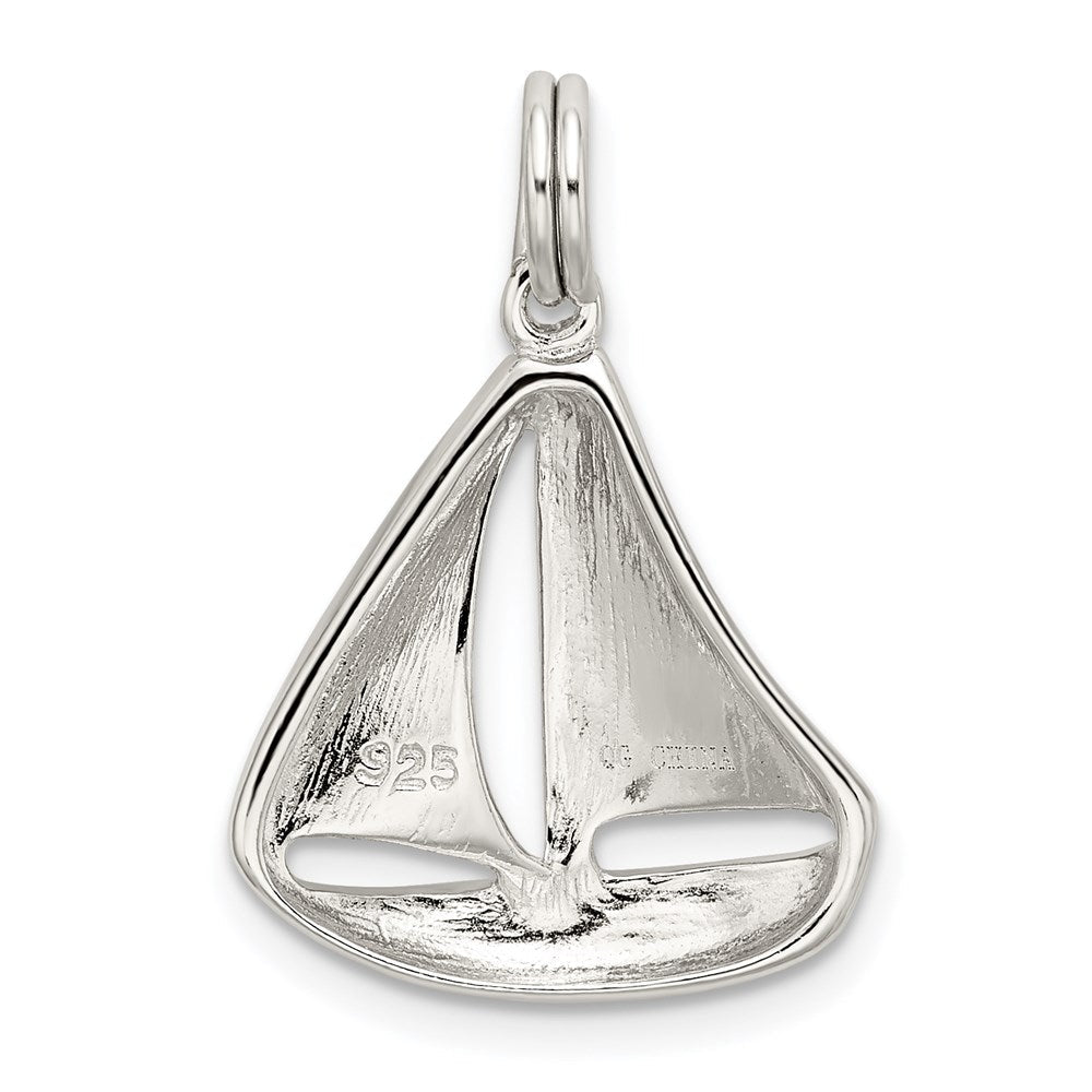 Sterlingsilber Rhodiniert Segelboot Charm