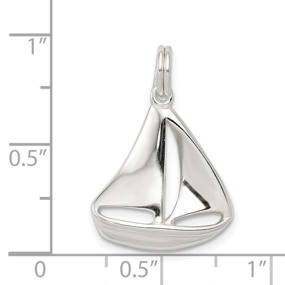 Sterlingsilber Rhodiniert Segelboot Charm