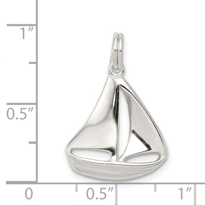Sterlingsilber Rhodiniert Segelboot Charm