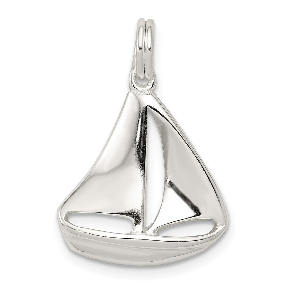 Sterlingsilber Rhodiniert Segelboot Charm