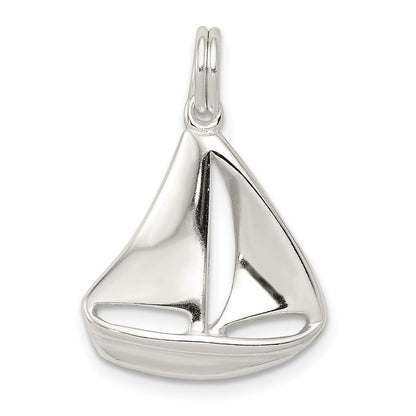 Sterlingsilber Rhodiniert Segelboot Charm