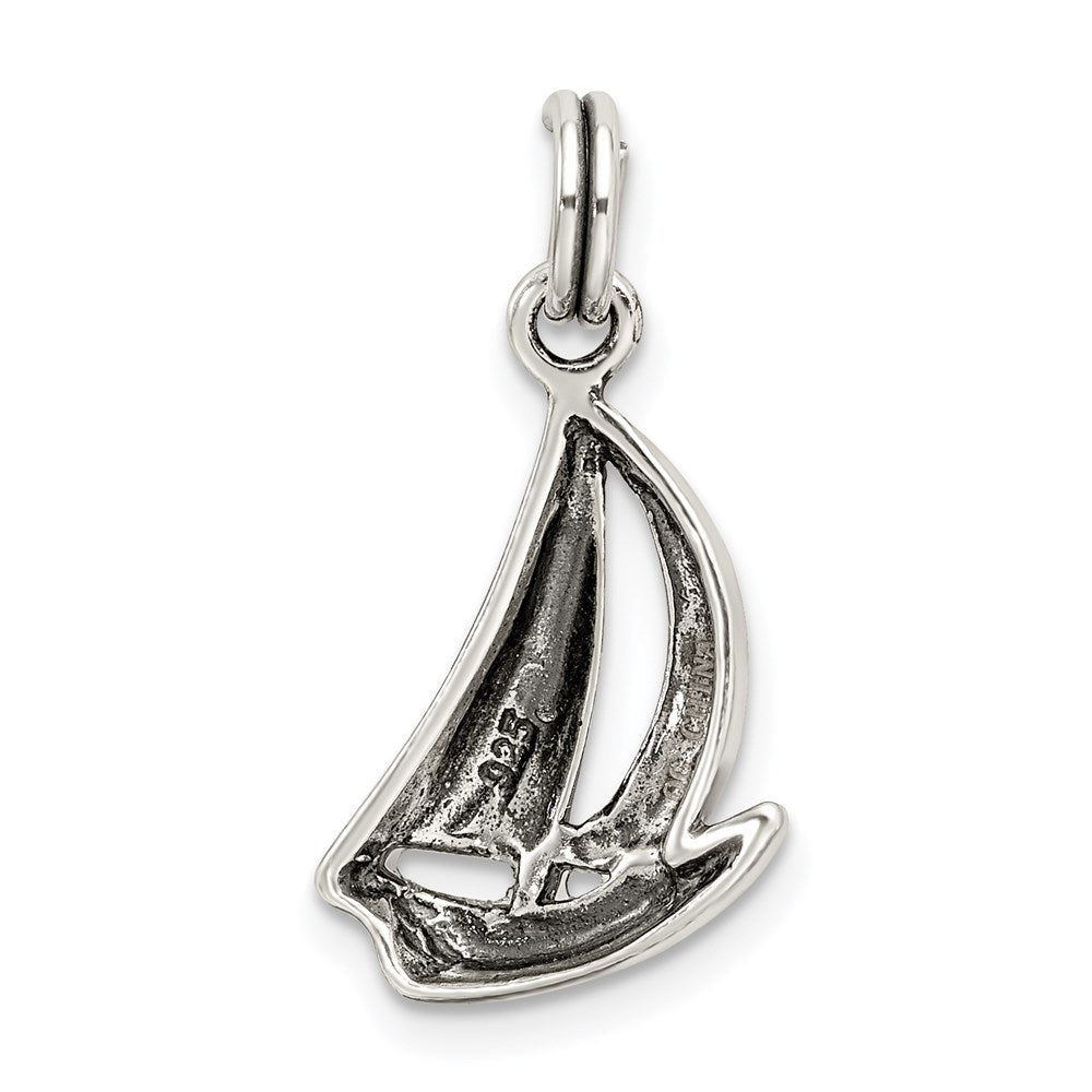 Sterlingsilber Antikisiert Segelboot Charm