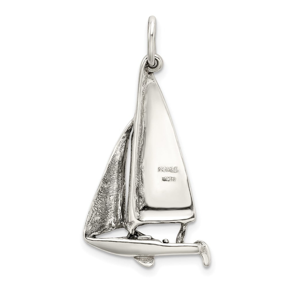 Sterlingsilber Antikisiert Segelboot Charm