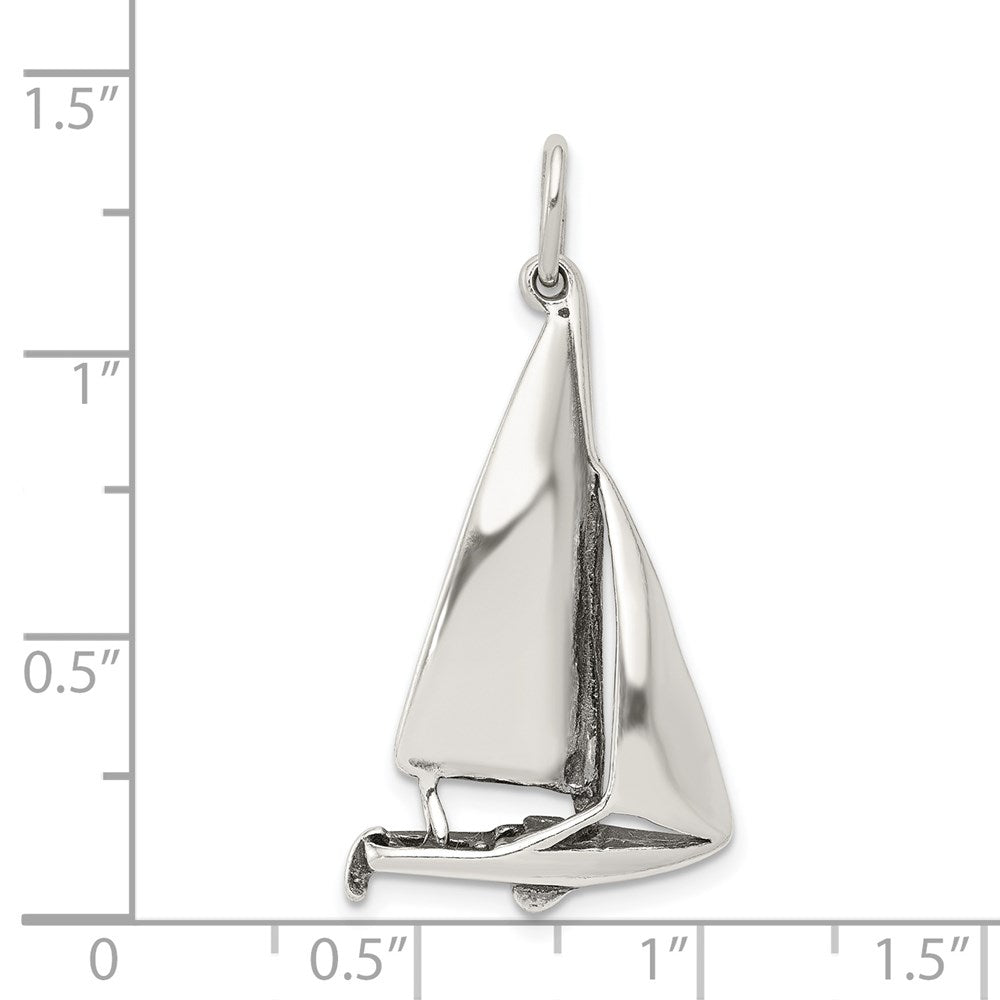 Sterlingsilber Antikisiert Segelboot Charm