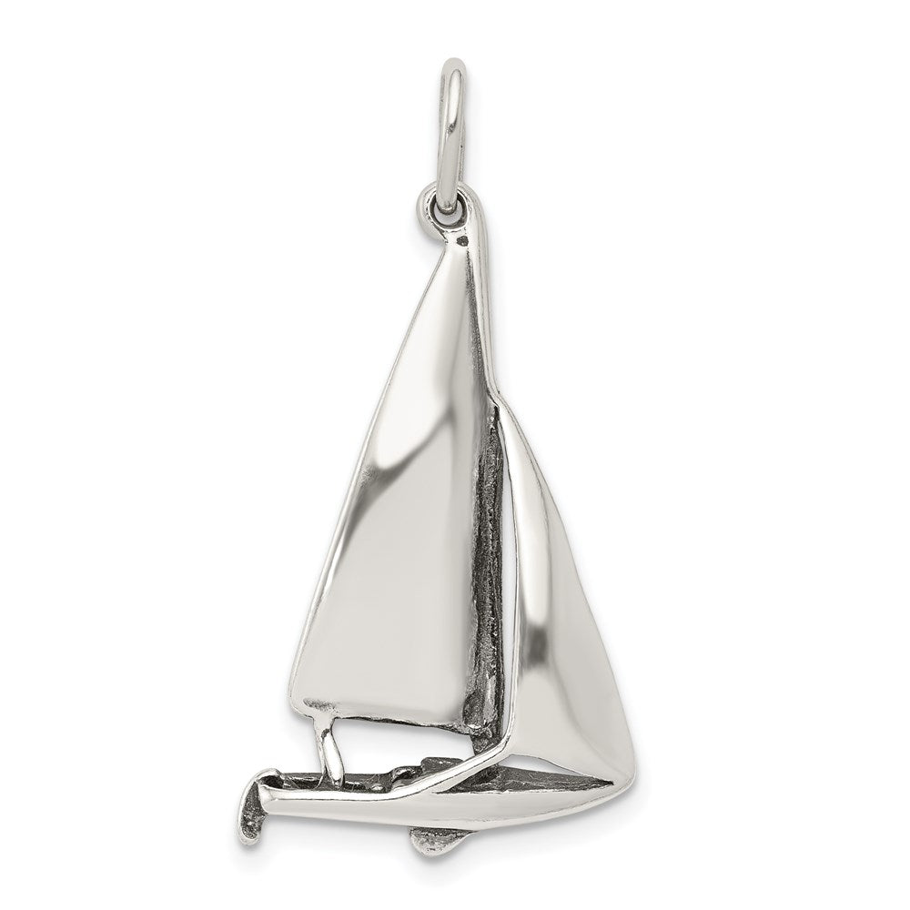 Sterlingsilber Antikisiert Segelboot Charm