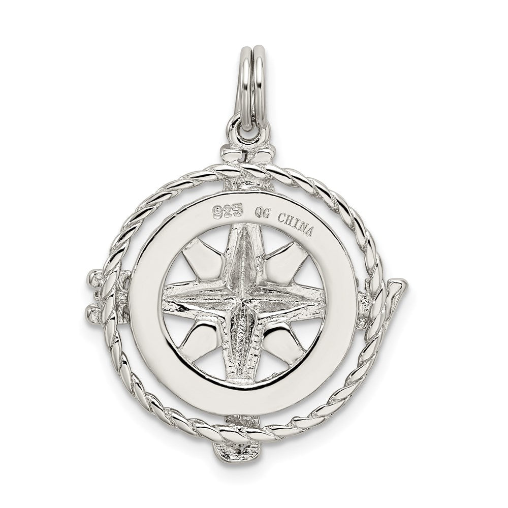 Sterlingsilber Rhodiniert Kompass Charm