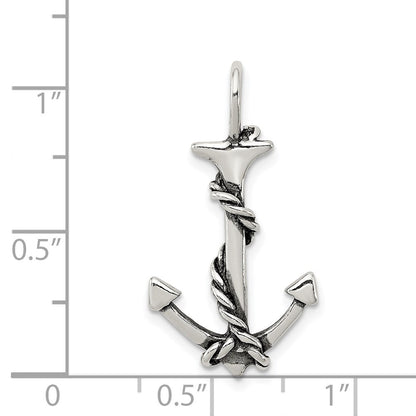 Sterlingsilber 3d Antikisiert Anker und Kordel Anhänger