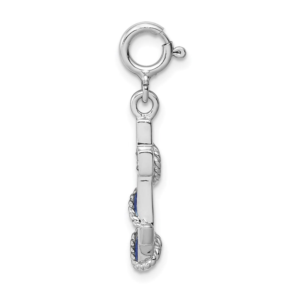 Sterlingsilber Rhodiniert Preciosa Crystals und Blau Emaille Anker Charm