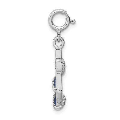 Sterlingsilber Rhodiniert Preciosa Crystals und Blau Emaille Anker Charm