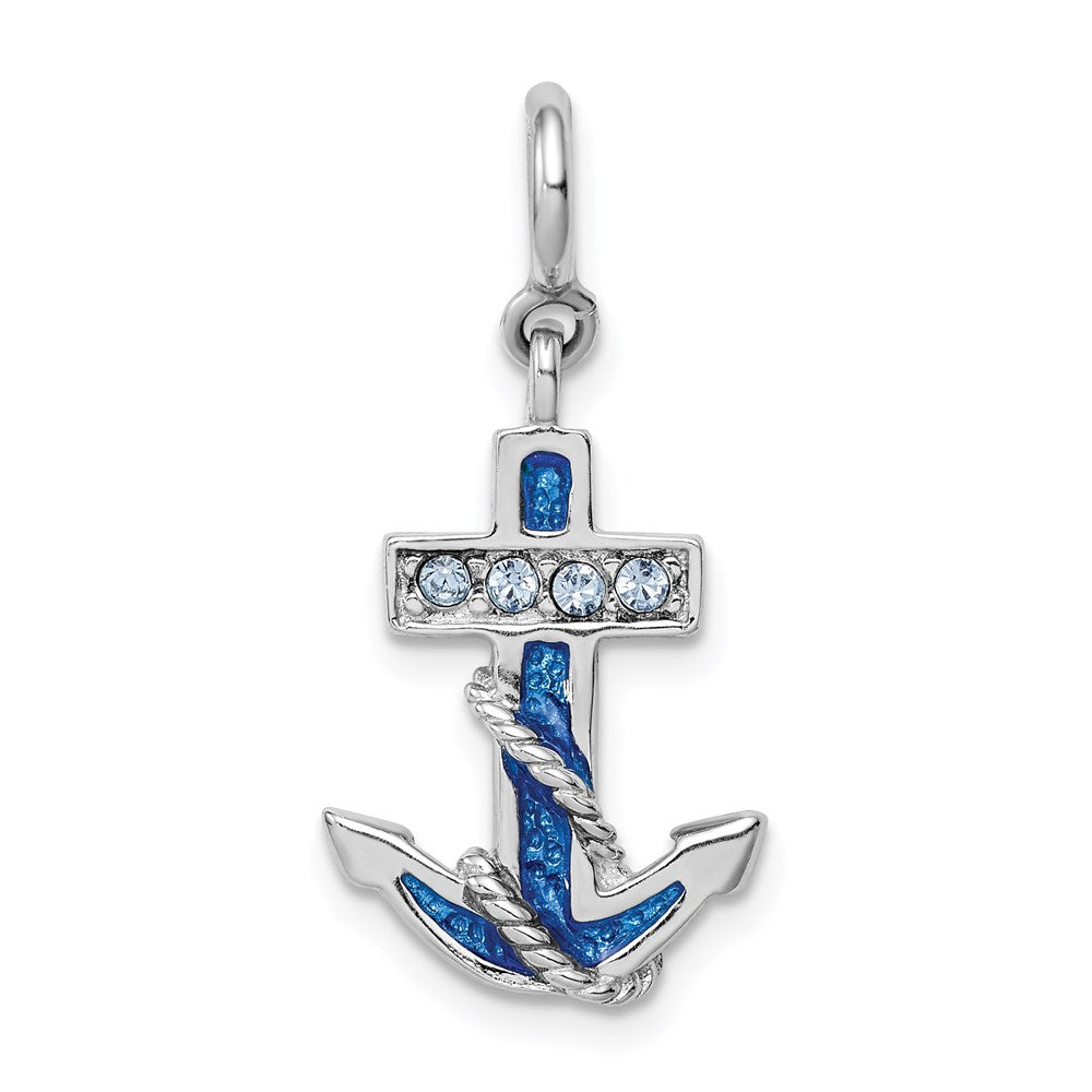 Sterlingsilber Rhodiniert Preciosa Crystals und Blau Emaille Anker Charm