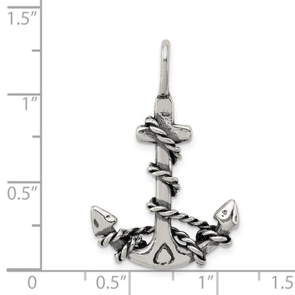 Sterlingsilber 3d Antikisiert Anker und Kordel Anhänger