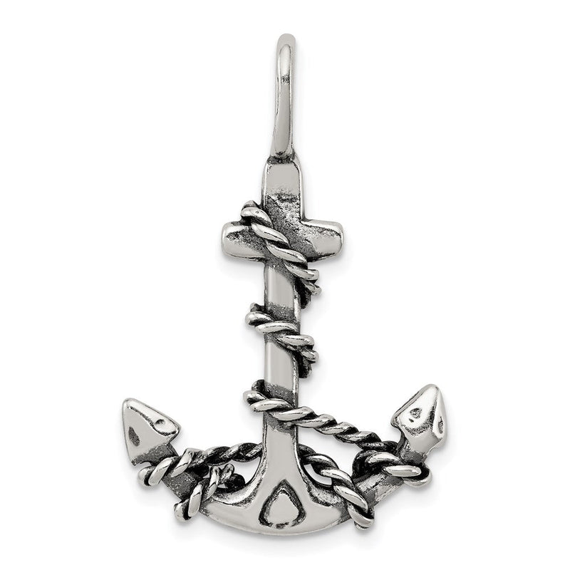 Sterlingsilber 3d Antikisiert Anker und Kordel Anhänger