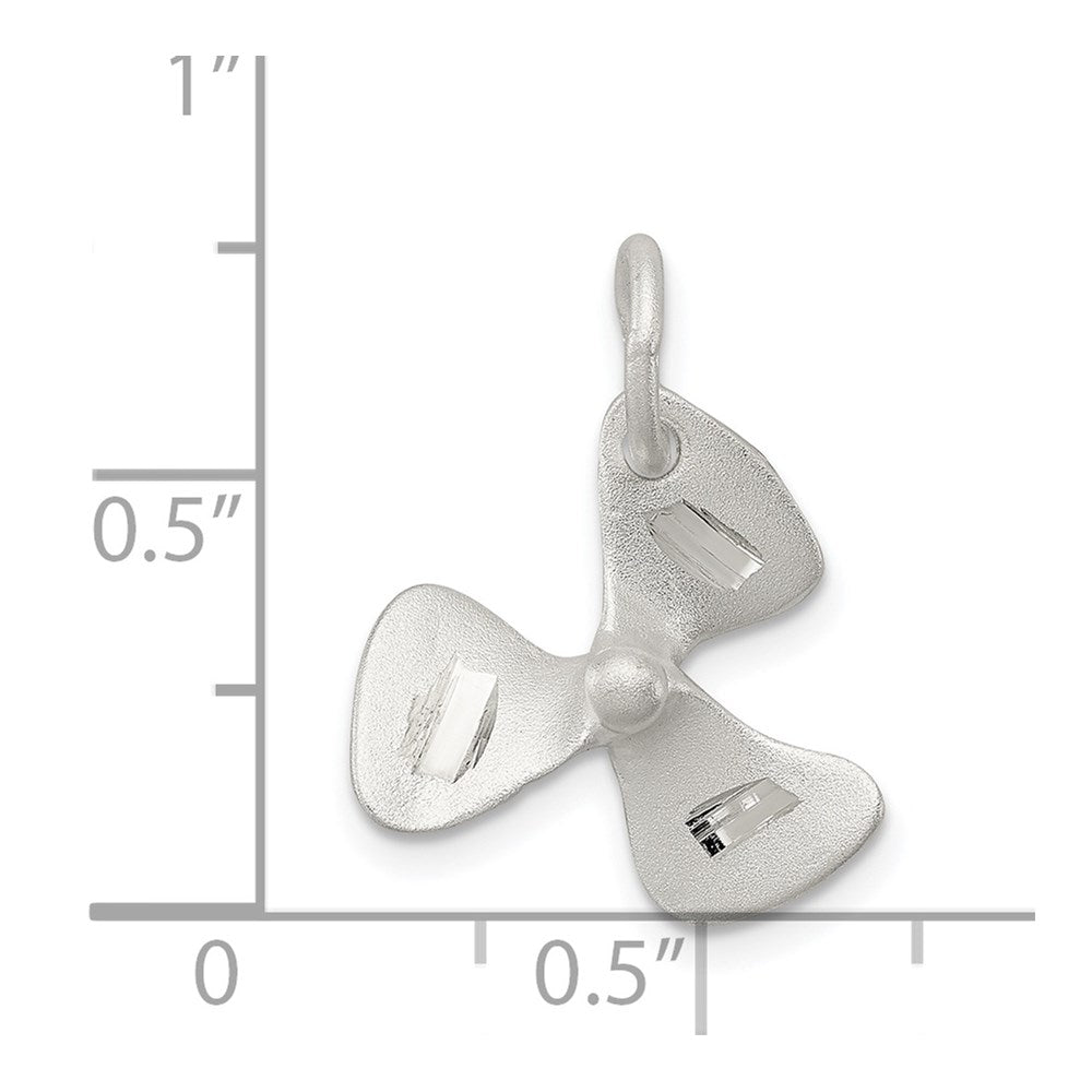 Sterlingsilber 3d Diamantiert Boot Propeller Charm