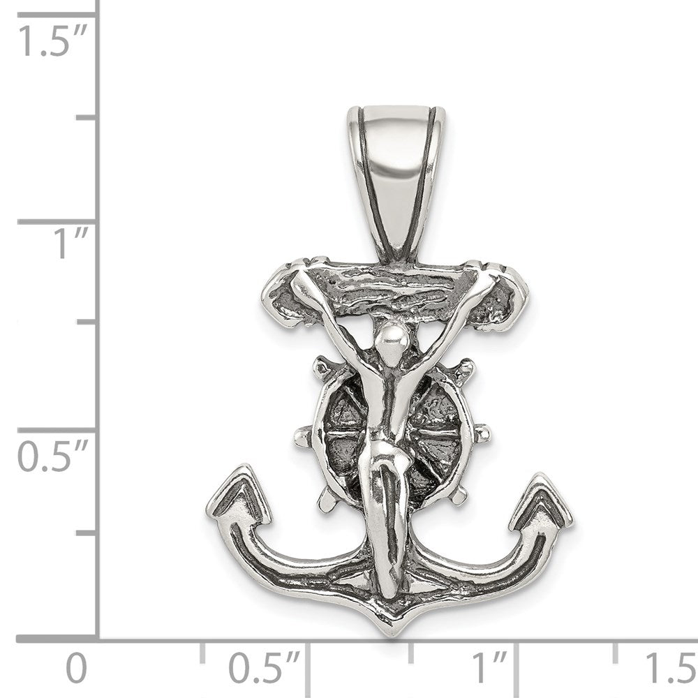 Sterlingsilber Antikisiert Marine Kruzifix Anhänger