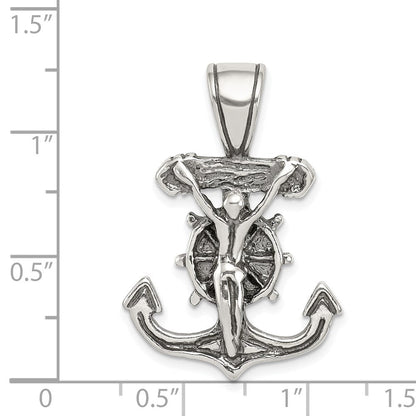 Sterlingsilber Antikisiert Marine Kruzifix Anhänger
