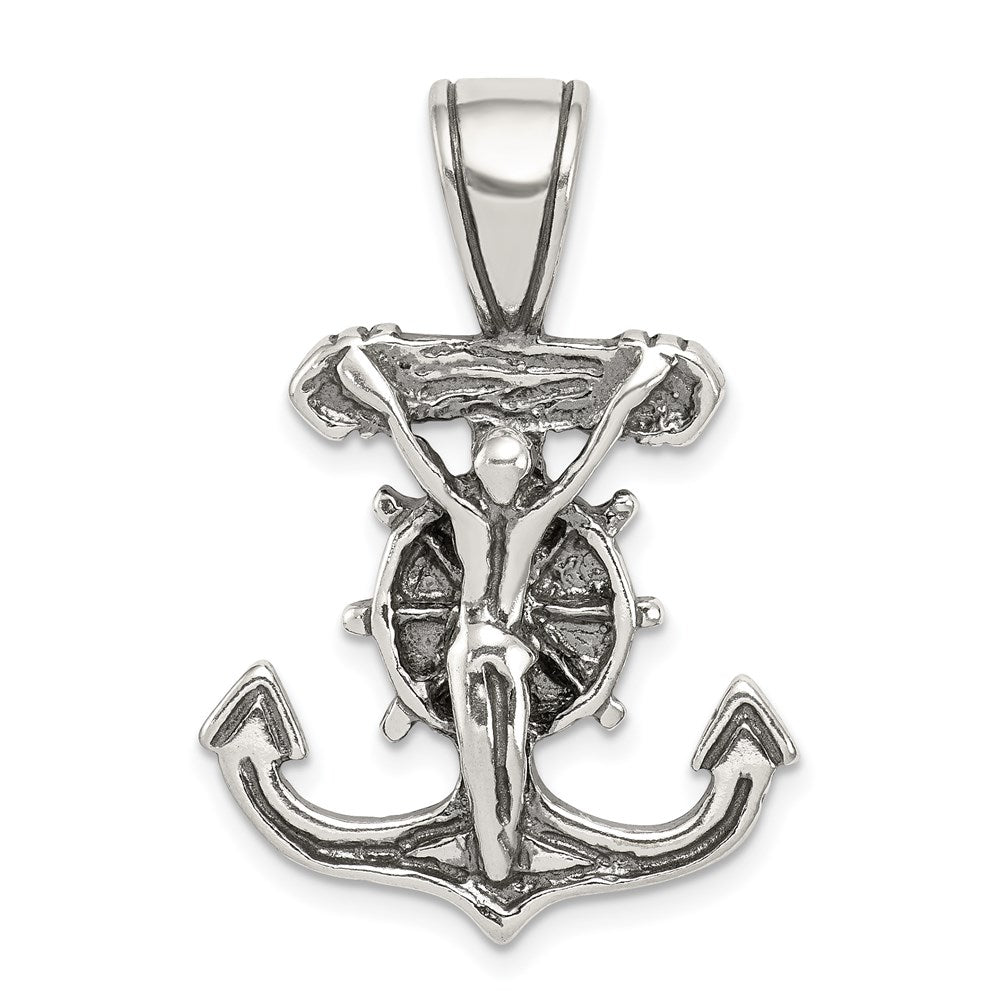 Sterlingsilber Antikisiert Marine Kruzifix Anhänger