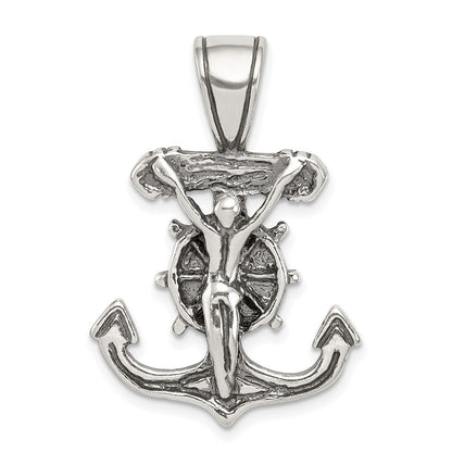 Sterlingsilber Antikisiert Marine Kruzifix Anhänger