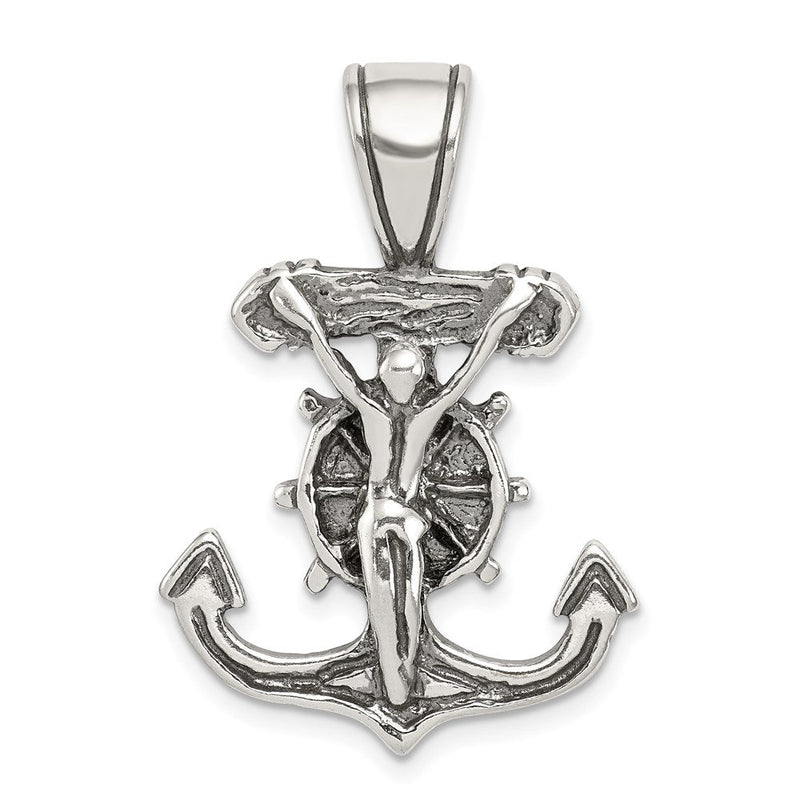 Sterlingsilber Antikisiert Marine Kruzifix Anhänger