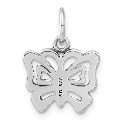 Sterlingsilber Poliert & Antikisiert Schmetterling Charm