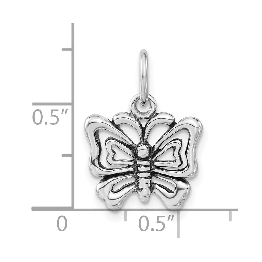 Sterlingsilber Poliert & Antikisiert Schmetterling Charm