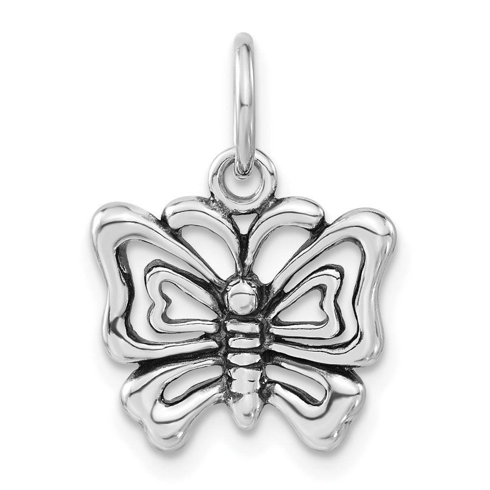 Sterlingsilber Poliert & Antikisiert Schmetterling Charm