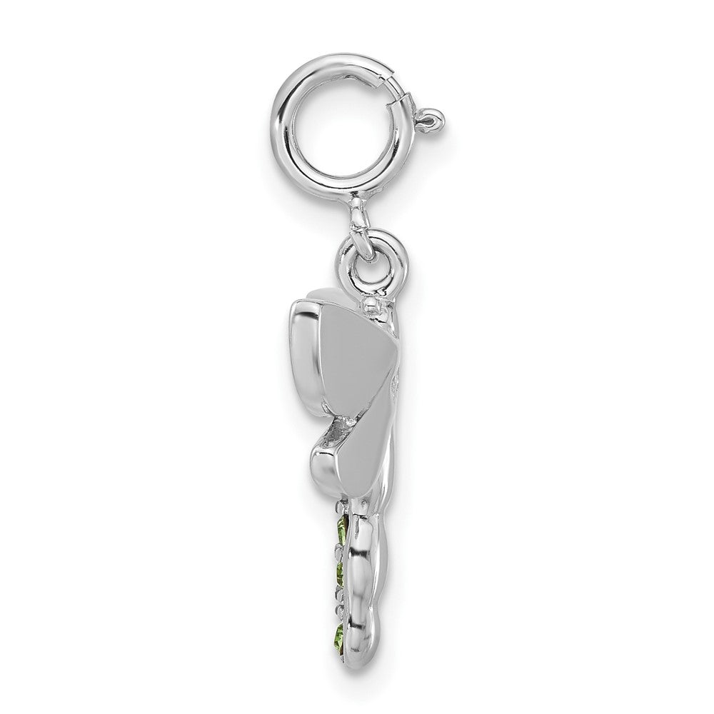 Sterlingsilber Rhodiniert Poliert Grün Zirkonia & Emailliert Libelle mit Federring Verschluss Charm