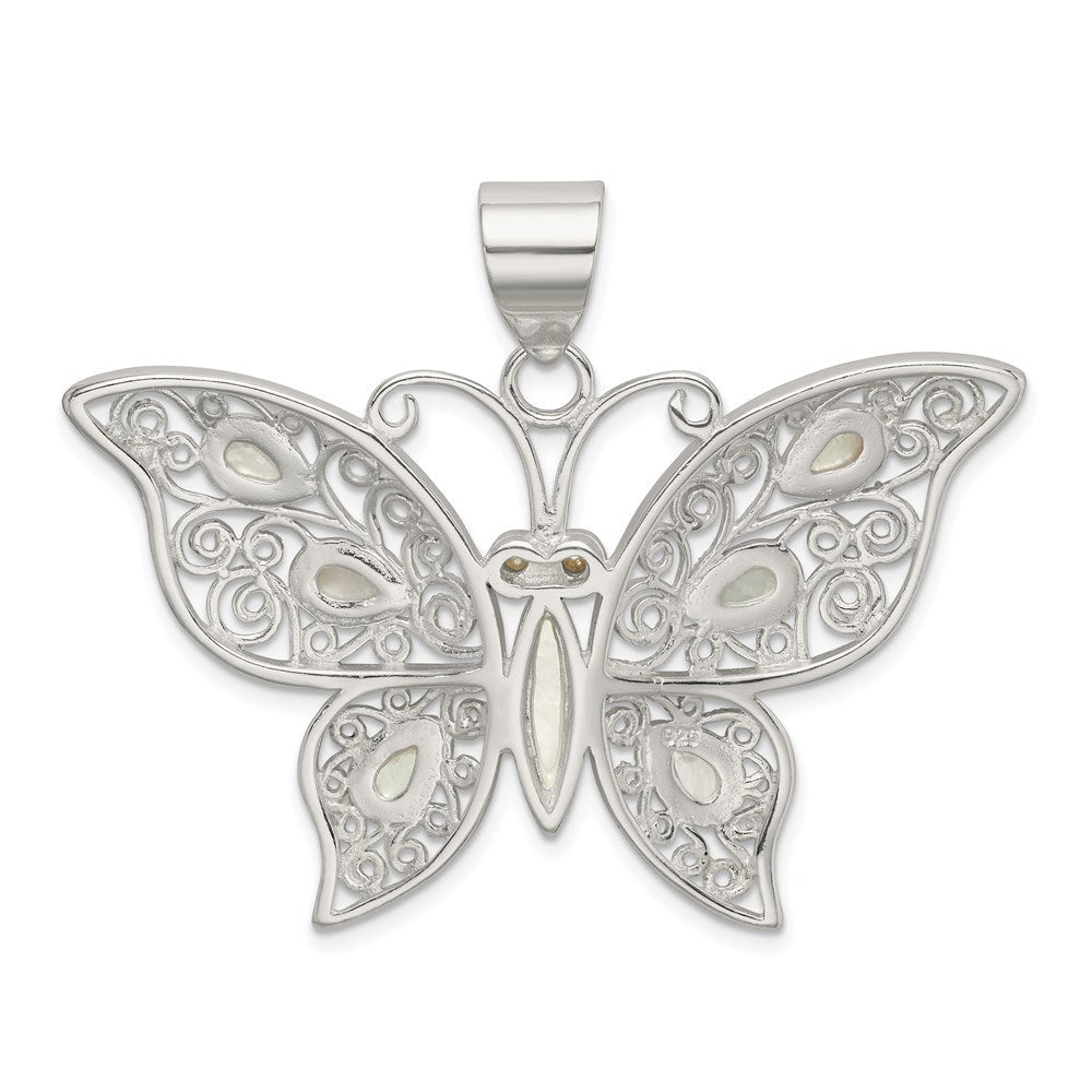 Sterlingsilber Filigran Fantasie Perlmutt Schmetterling Anhänger