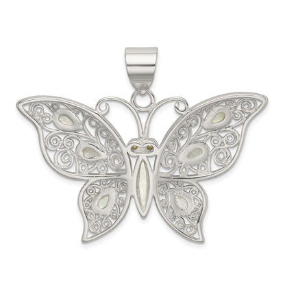 Sterlingsilber Filigran Fantasie Perlmutt Schmetterling Anhänger