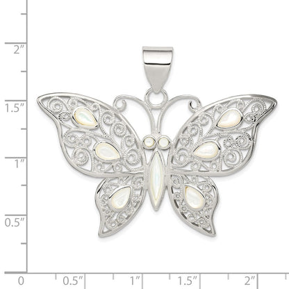 Sterlingsilber Filigran Fantasie Perlmutt Schmetterling Anhänger