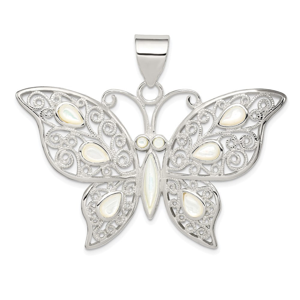Sterlingsilber Filigran Fantasie Perlmutt Schmetterling Anhänger