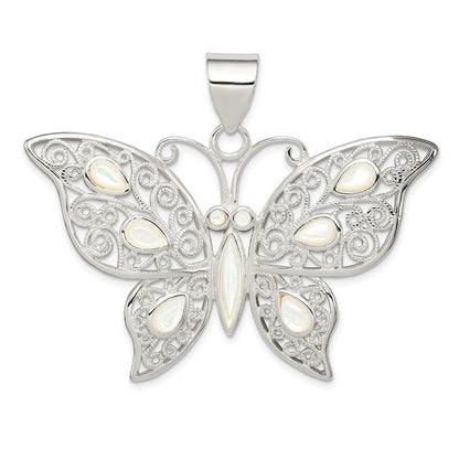 Sterlingsilber Filigran Fantasie Perlmutt Schmetterling Anhänger