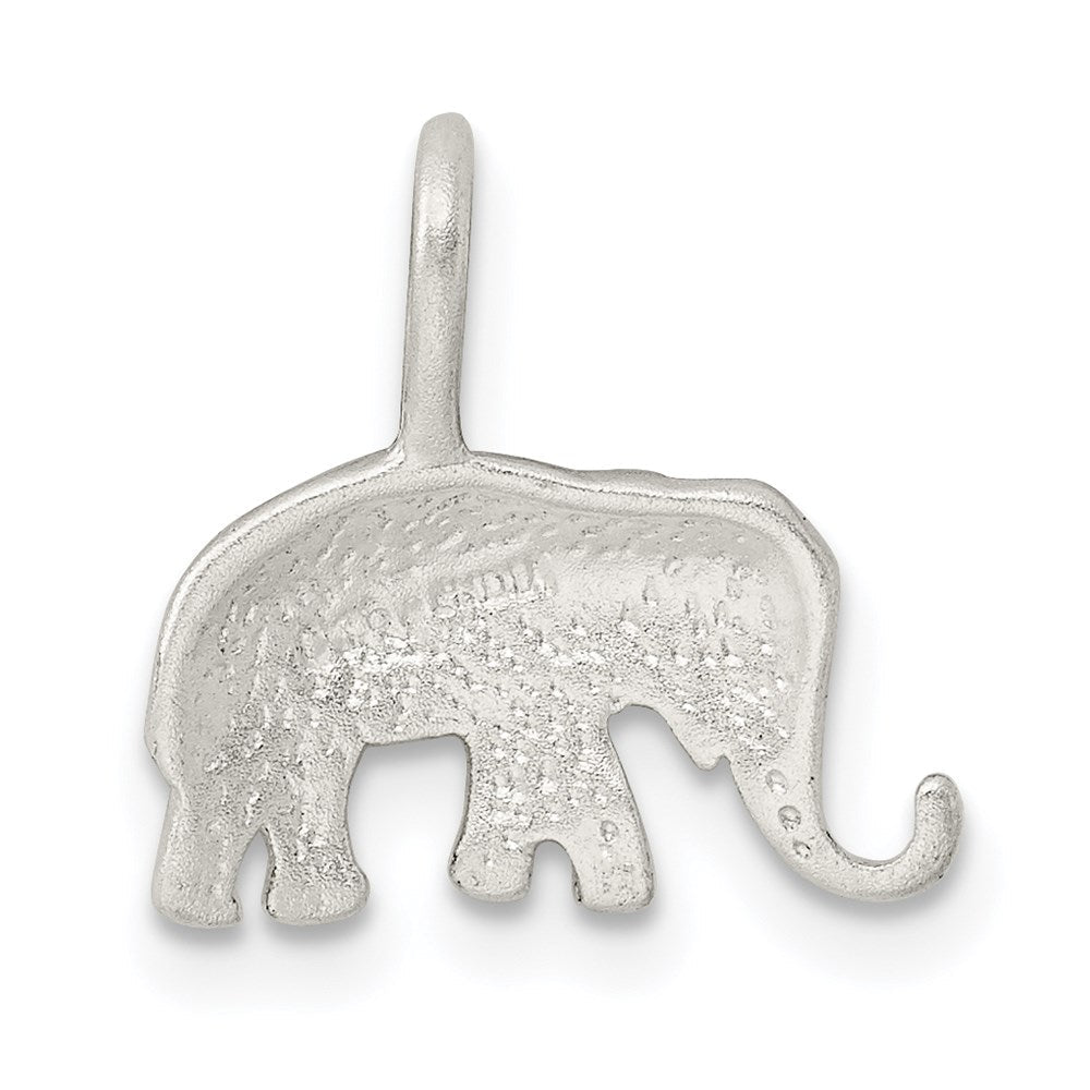 Sterlingsilber Satiniert Diamantiert Elefant Anhänger