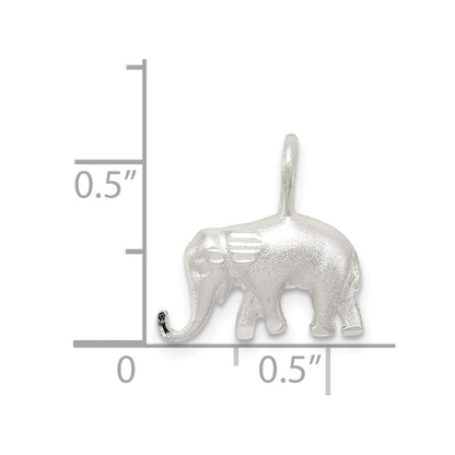Sterlingsilber Satiniert Diamantiert Elefant Anhänger