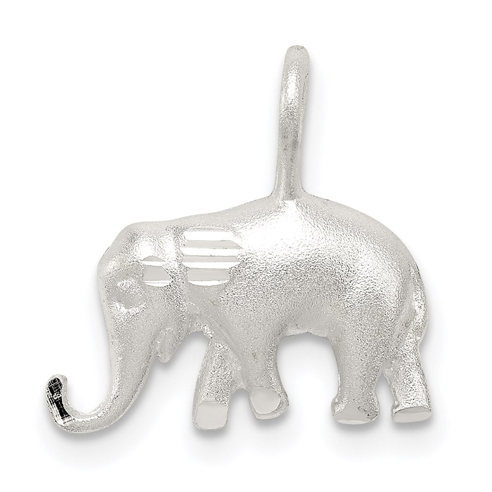 Sterlingsilber Satiniert Diamantiert Elefant Anhänger