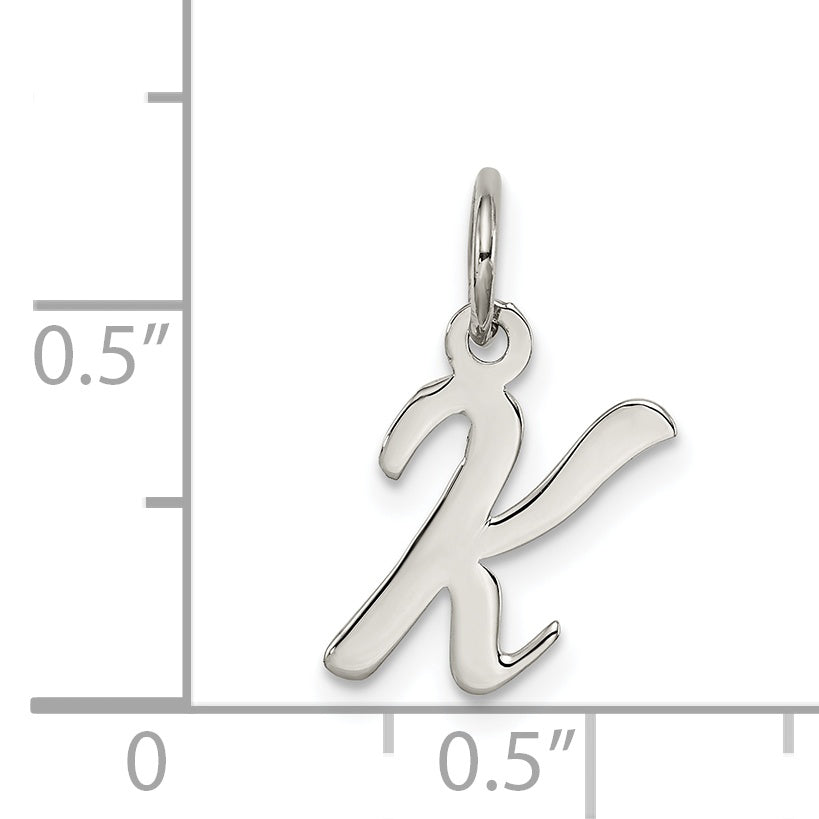 Sterlingsilber Rhodiniert Schreibschrift Buchstabe K Initiale Charm