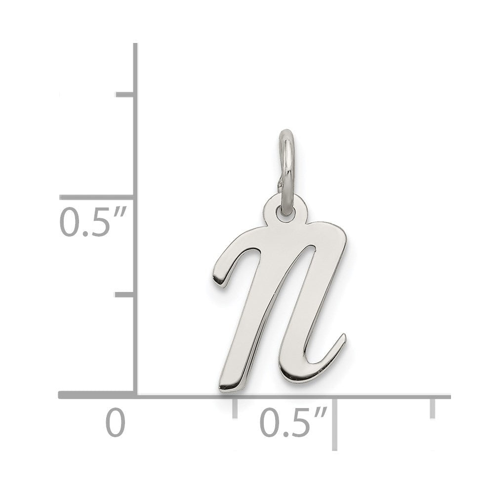 Sterlingsilber Rhodiniert Schreibschrift Buchstabe N Initiale Charm