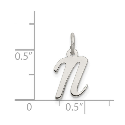 Sterlingsilber Rhodiniert Schreibschrift Buchstabe N Initiale Charm