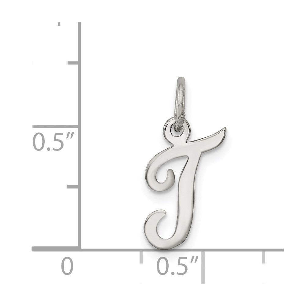 Sterlingsilber Rhodiniert Schreibschrift Buchstabe T Initiale Charm