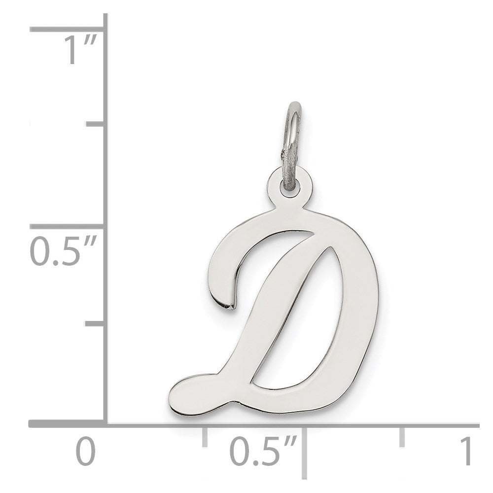 Sterlingsilber Rhodiniert Schreibschrift Buchstabe D Initiale Charm