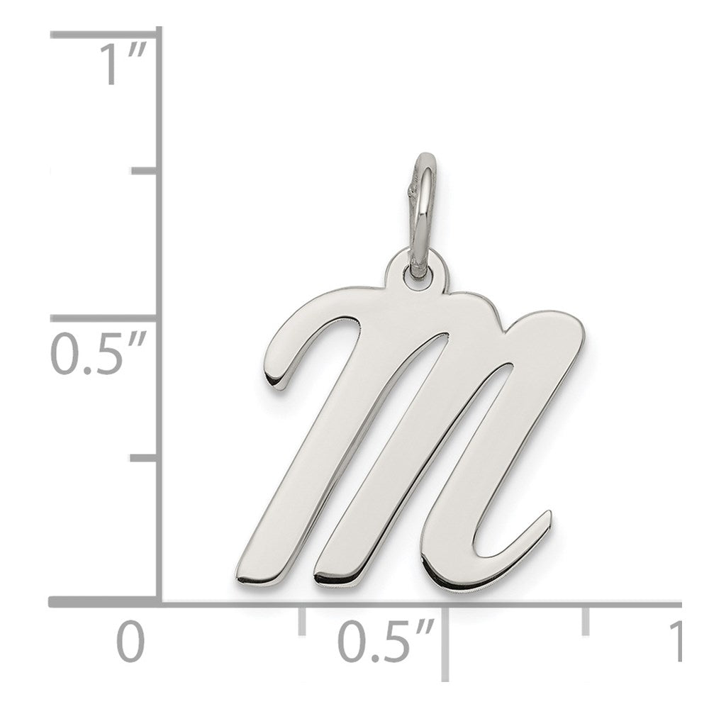 Sterlingsilber Rhodiniert Schreibschrift Buchstabe M Initiale Charm