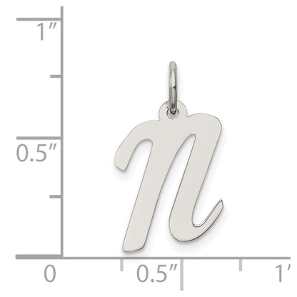 Sterlingsilber Rhodiniert Schreibschrift Buchstabe N Initiale Charm