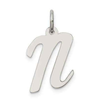 Sterlingsilber Rhodiniert Schreibschrift Buchstabe N Initiale Charm