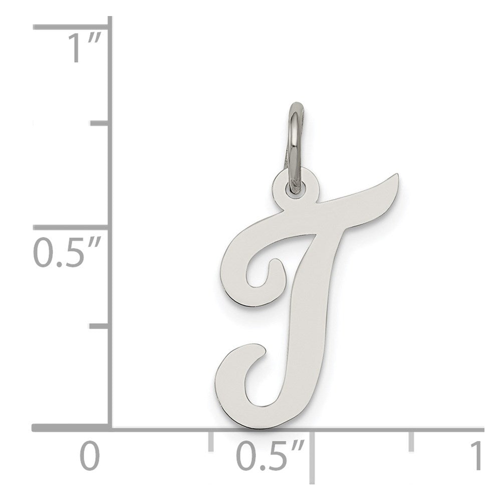 Sterlingsilber Rhodiniert Schreibschrift Buchstabe T Initiale Charm