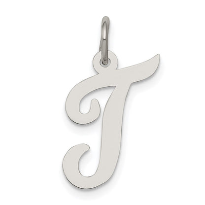 Sterlingsilber Rhodiniert Schreibschrift Buchstabe T Initiale Charm