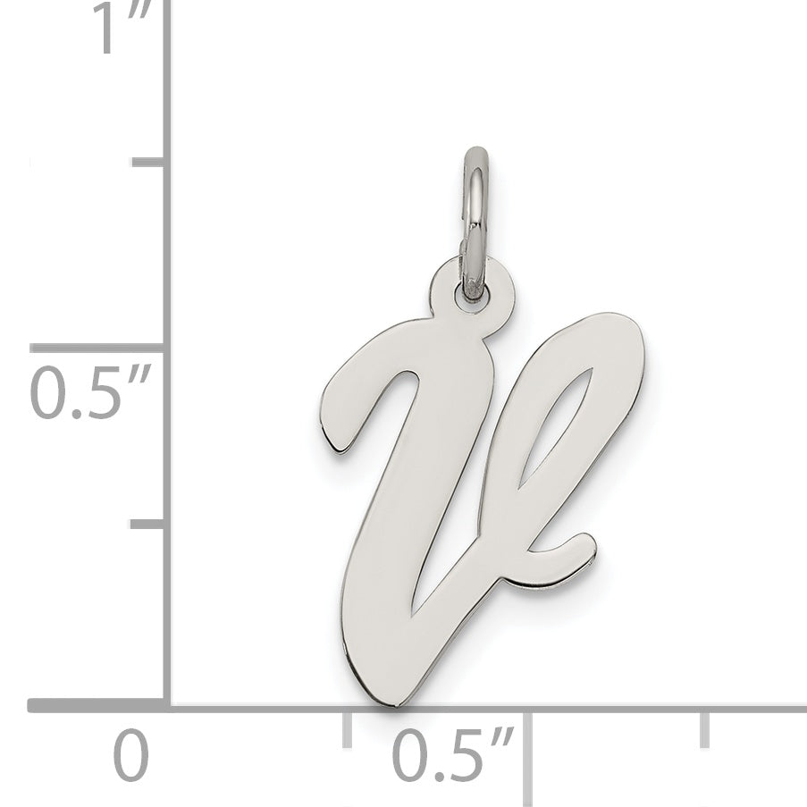 Sterlingsilber Rhodiniert Schreibschrift Buchstabe V Initiale Charm