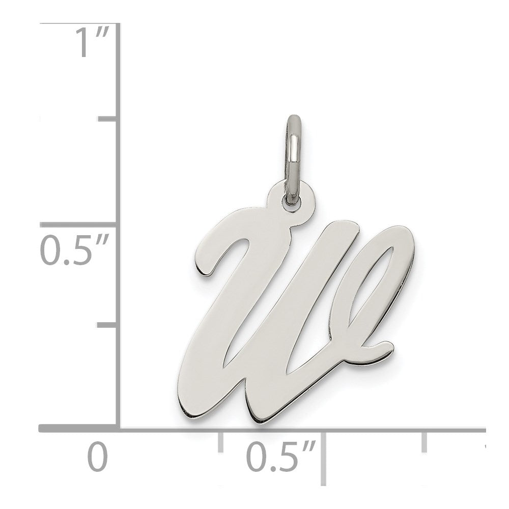 Sterlingsilber Rhodiniert Schreibschrift Buchstabe W Initiale Charm