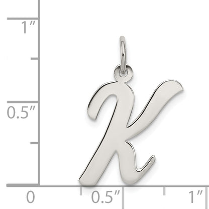 Sterlingsilber Rhodiniert Schreibschrift Buchstabe K Initiale Charm