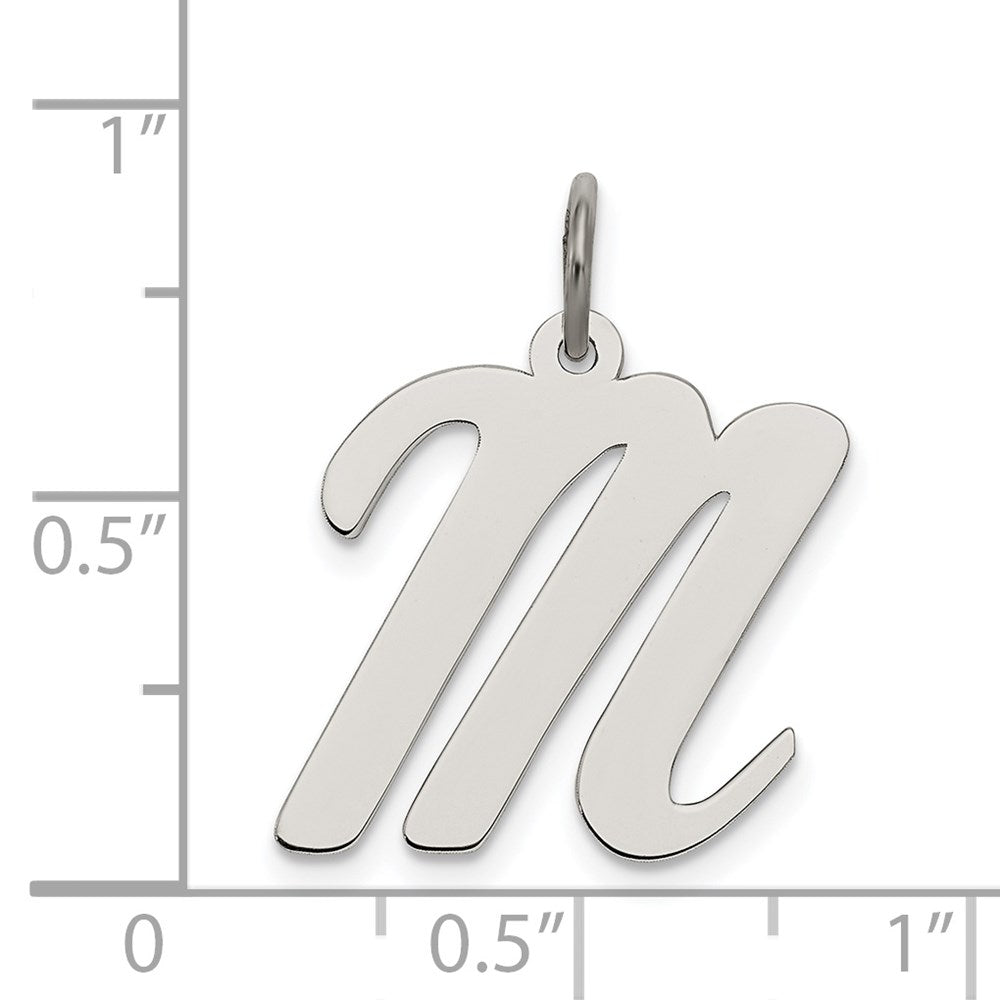 Sterlingsilber Rhodiniert Schreibschrift Buchstabe M Initiale Charm